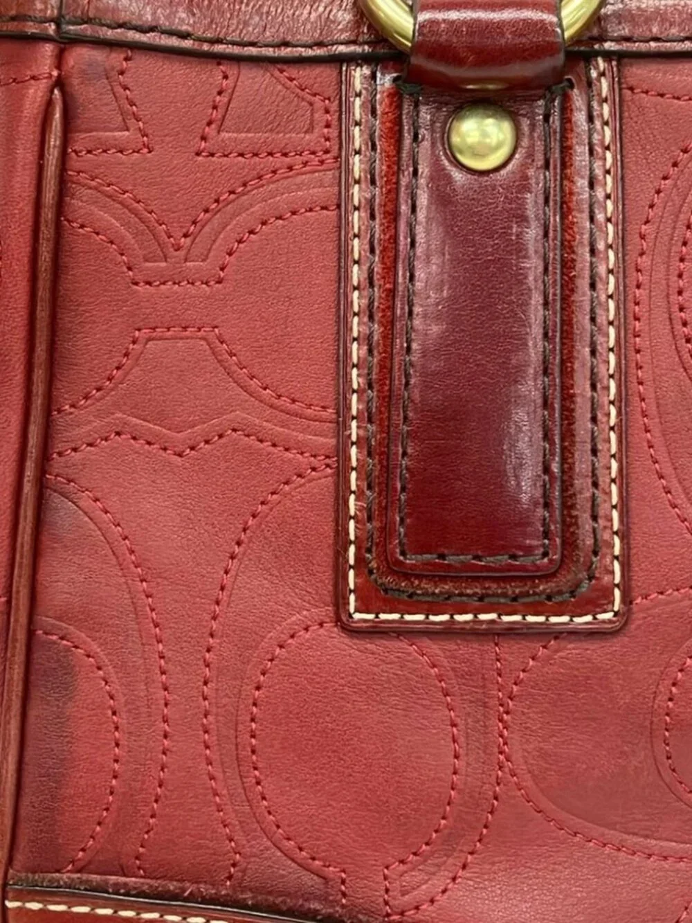 COACH Hamptons Leather Signature Medium Carryall 11330 Bordeaux Leather
